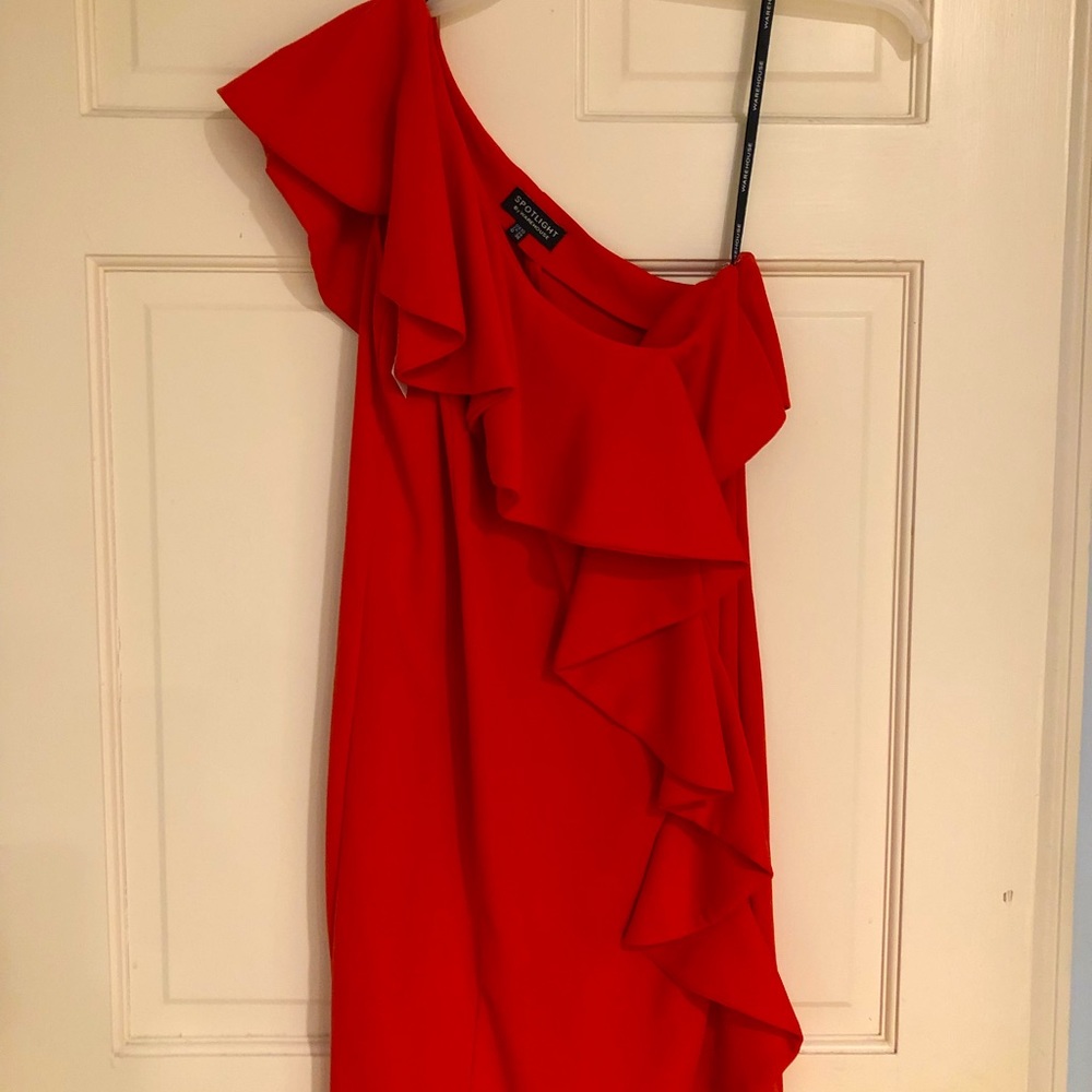 Spotlight by Warehouse Red One-shoulder Party Dress